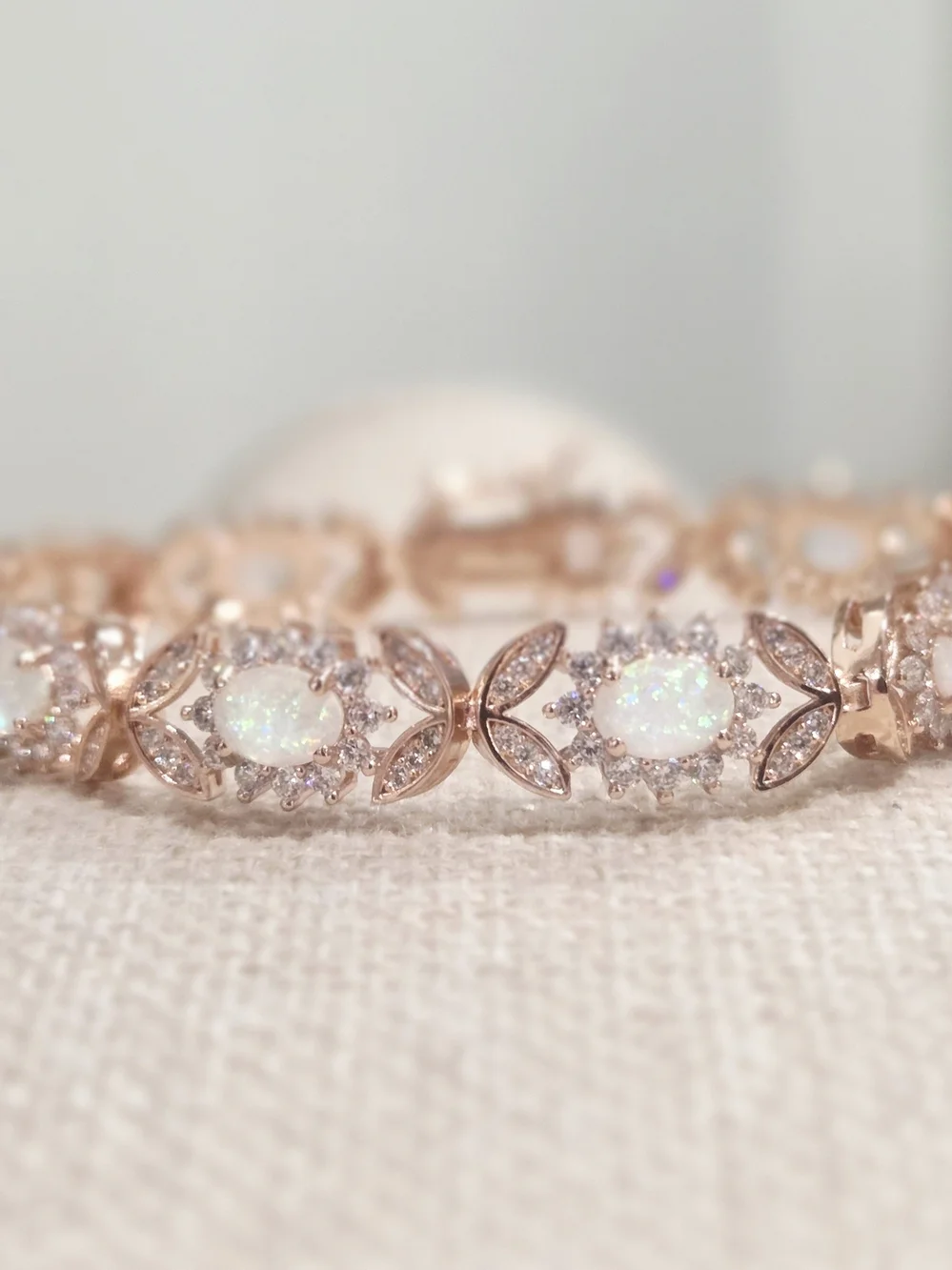Rose Gold Opal & Cubic Zirconia Tennis Bracelet